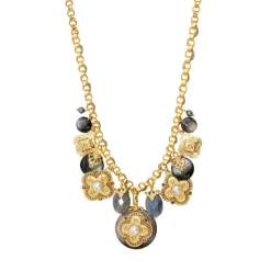 Positano medallion chain necklace - grey mother-of-pearl