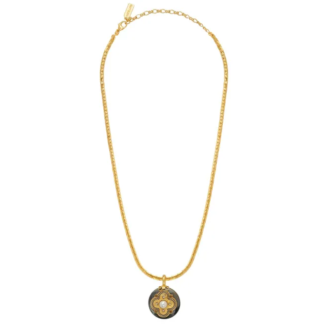 Positano pendant necklace - grey mother-of-pearl