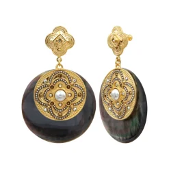 Positano pierced stud earrings - grey mother-of-pearl