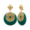 Positano round clip-on earrings - green
