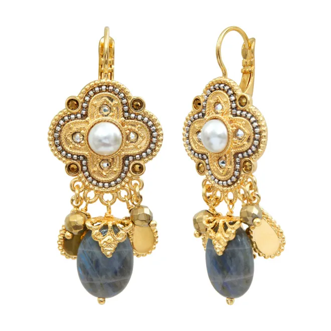 Positano sleeper earrings - grey mother-of-pearl