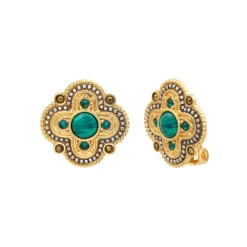 Positano thin clip-on earrings - green