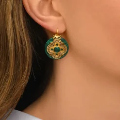 Positano thin sleeper earrings - green