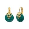 Positano thin sleeper earrings - green