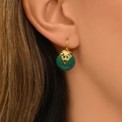 Positano thin sleeper earrings - green