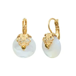 Positano thin sleeper earrings - white