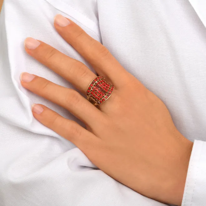Precious adjustable medium ring - red