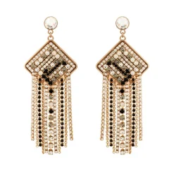 Precious Black Pierced Stud Drop Earrings
