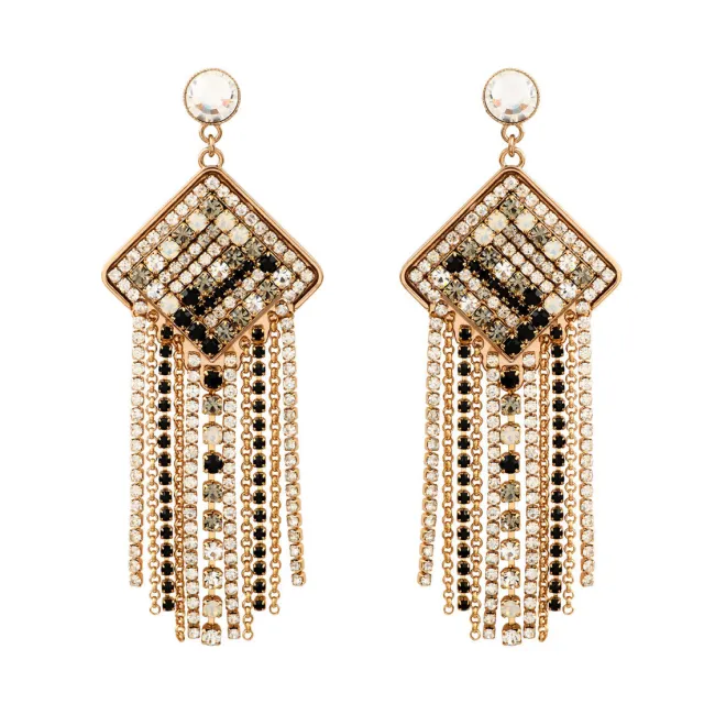 Precious Black Pierced Stud Drop Earrings