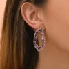 Precious graphic pierced stud earrings - purple