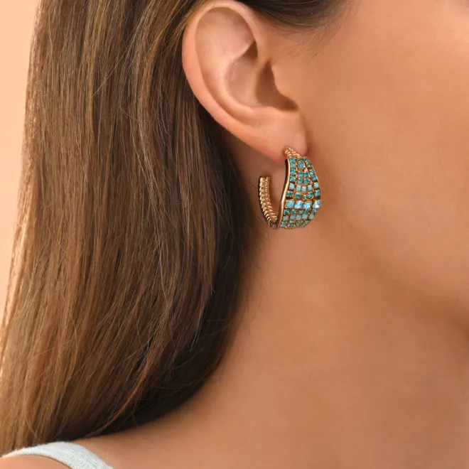 Precious hoop earrings - turquoise