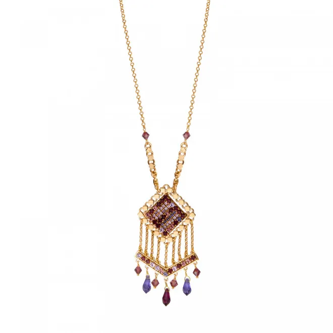 Precious pendant necklace - purple