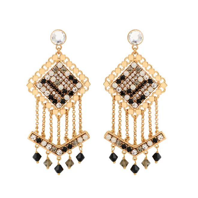 Precious pierced stud earrings - black
