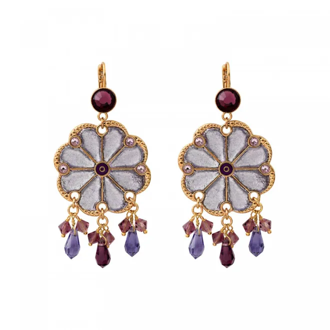 Precious sleeper earrings - purple