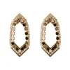 Precious thin pierced stud earrings - black