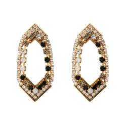 Precious thin pierced stud earrings - black