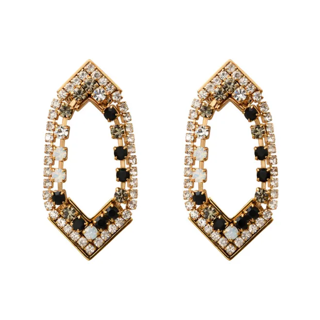 Precious thin pierced stud earrings - black