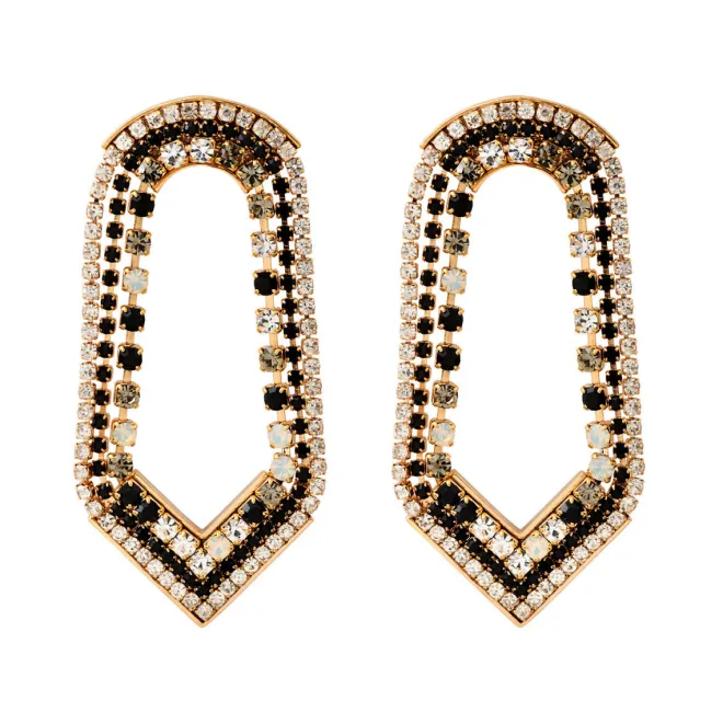 Precious wide stud earrings - black