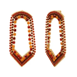 Precious wide stud earrings - red