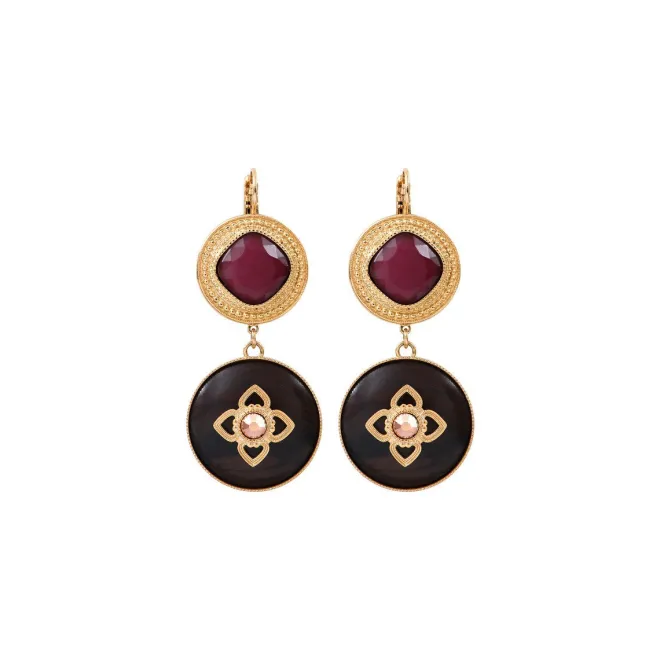 Prestige thin sleeper earrings - red