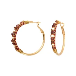 Salina hoop earrings - garnet
