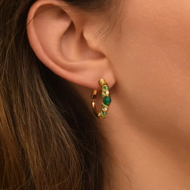 Salina hoop earrings - green agate