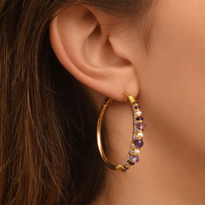 Salina hoop earrings - violets