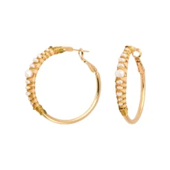 Salina hoop earrings - white pearl