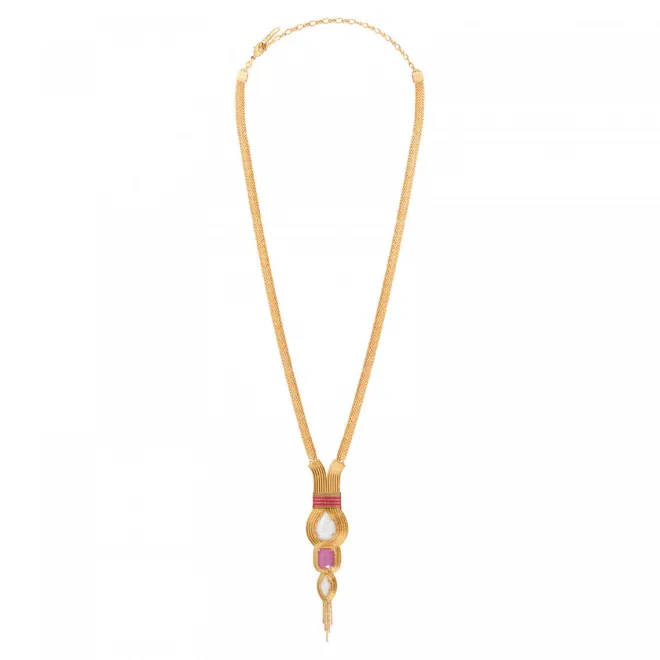 Soleil mid-length thin necklace - pink