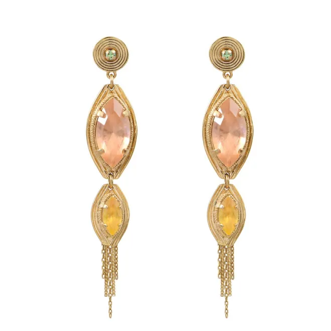 Sun-shaped pierced stud earrings - multicoloured