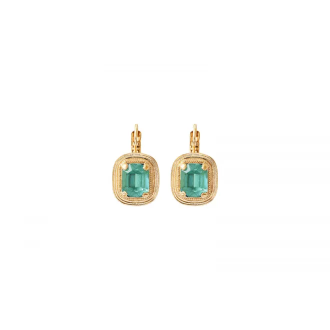 Sun-shaped sleeper earrings - green