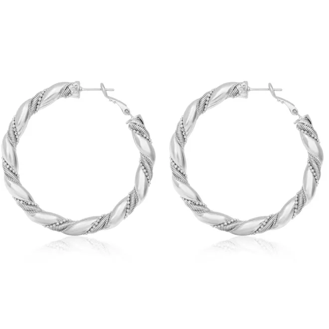 Tess maxi hoop earrings - silver