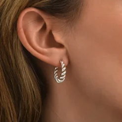 Tess twisted hoop earrings - silver