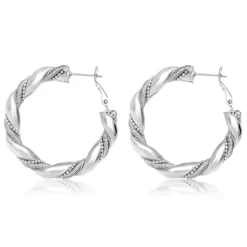 Tess twisted hoop earrings - silver