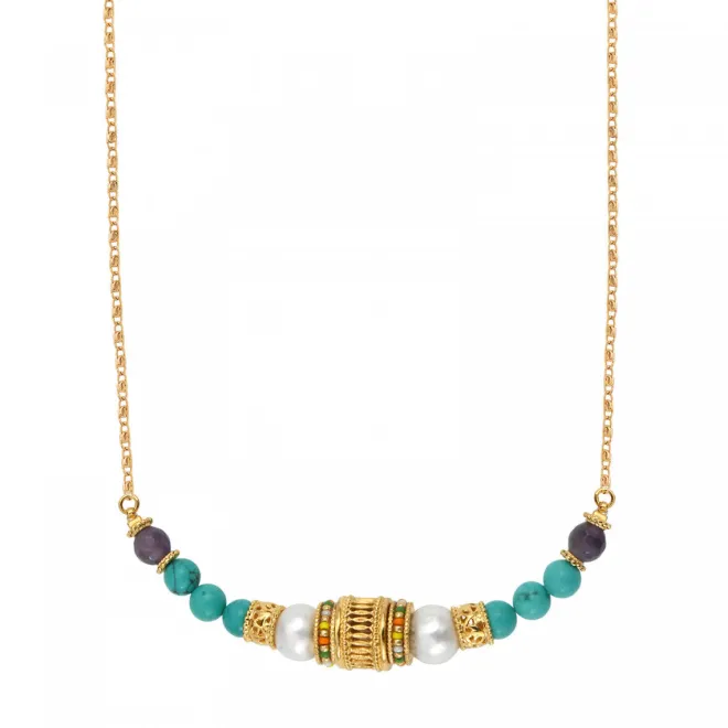Tiki adjustable chain necklace - turquoise