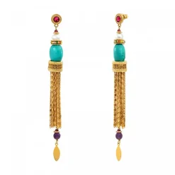 Tiki dangle stud earrings - turquoise
