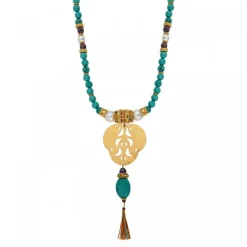 Tiki long necklace - turquoise