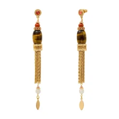 Tiki pierced stud earrings - terracotta pink