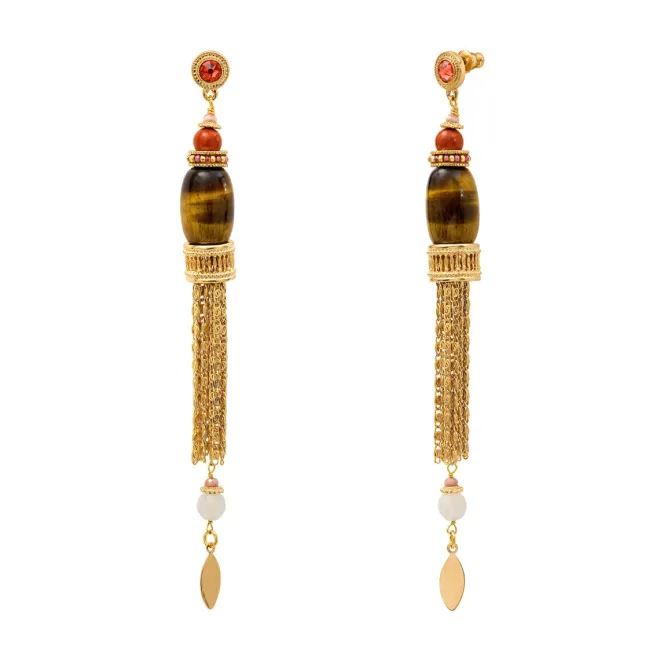 Tiki pierced stud earrings - terracotta pink
