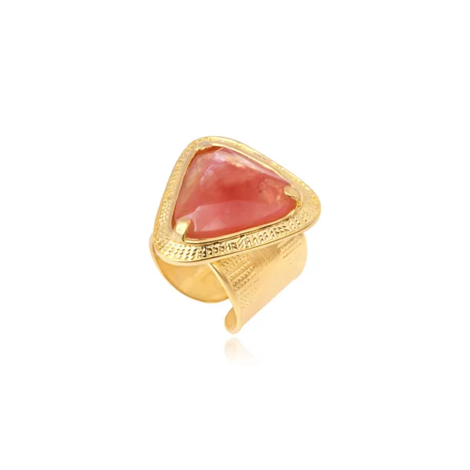 Wide adjustable Byzantium ring – pink
