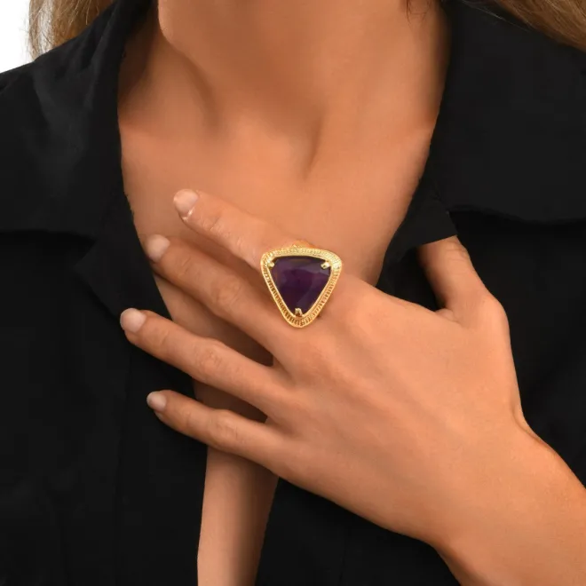 Wide adjustable Byzantium ring – violet
