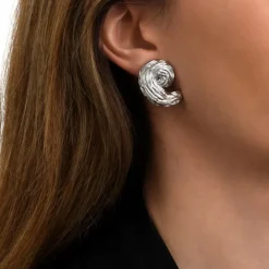 Zaza thin clip-on earrings - silver