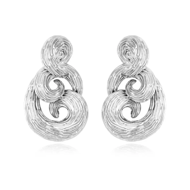 Zaza wave clip-on earrings - silver