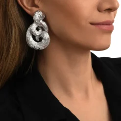 Zaza wave clip-on earrings - silver