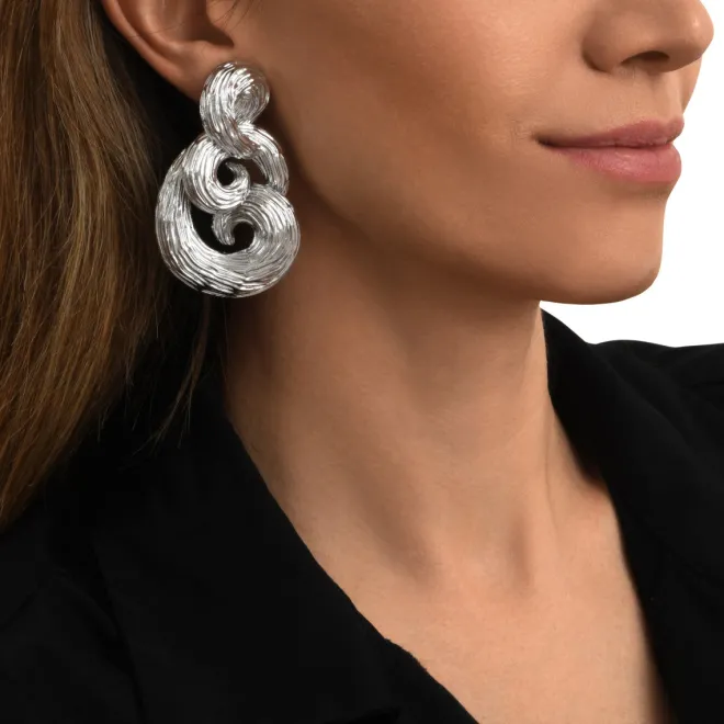 Zaza wave clip-on earrings - silver