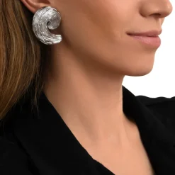 Zaza wide clip-on earrings - silver