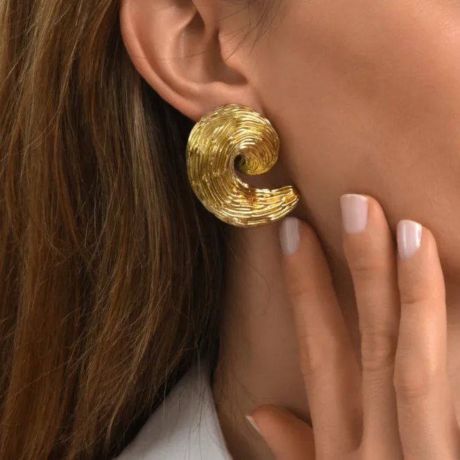 Zaza wide clip-on earrings - gold